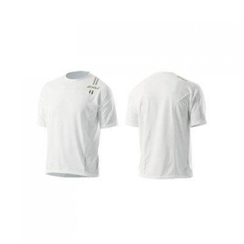 2XU Damen T-Shirt Laufshirt Triathlon-Shirt Elite Run Top, weiss gold
