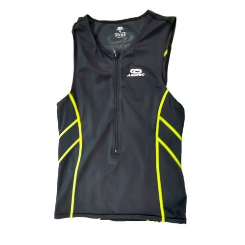  Triathlon Tri-Shirt Herren - schwarz - gelbe Nähte