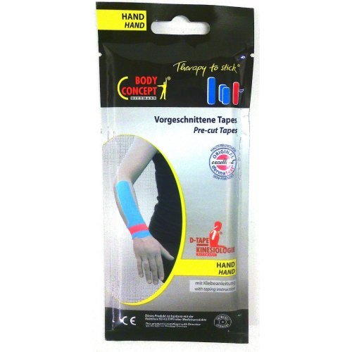 Body Concept Kinesiologie Tape - Vorgeschnittene Tapes - Pre-cut Tapes - mit Klebeanleitung Hand