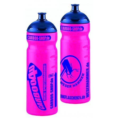 Carboo4U Sportflasche Radfahren Trinkflasche SONDER EDITION "Weser-Hammer" in Pink, Blau, 750ml