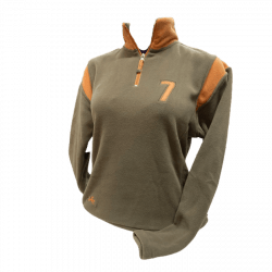 Sweatshirt Damen mit Fleecefutter Stehkragen - Unisex - Khaki-Orange