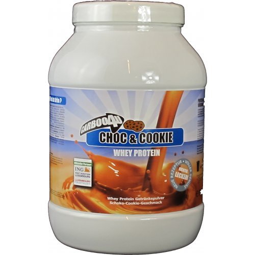 Carboo4U Whey Protein Choc und Cookie Dose, Diätetisches Lebensmittel für intensive Muskelanstrengungen, Molke von höchster Qualität, 750 g Dose