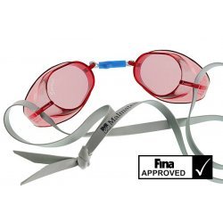 Malmsten Schwedenbrille, Schwimmbrille, Profibrille, schützt die Augen vor Wasser und Chlor, getönt, perfekte Passform, UV-Schutz, Standard Ausführung, für Training und Wettkampf, rot