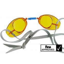 Malmsten Schwedenbrille, Schwimmbrille, Profibrille, schützt die Augen vor Wasser und Chlor, getönt, perfekte Passform, UV-Schutz, Standard Ausführung, für Training und Wettkampf,  orange