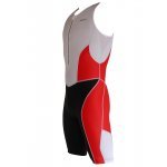NSA Herren Triathlon-Trisuit mit knielangem Bein, enganliegend, rutschfester Beinabschluss, Sitzpolster für Radfahrer, in Weiss, Rot, Schwarz