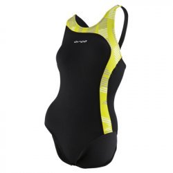 Damen Mädchen Badeanzug Enduro Schwimmanzug, chlorresistent, farbecht - schwarz-gelb