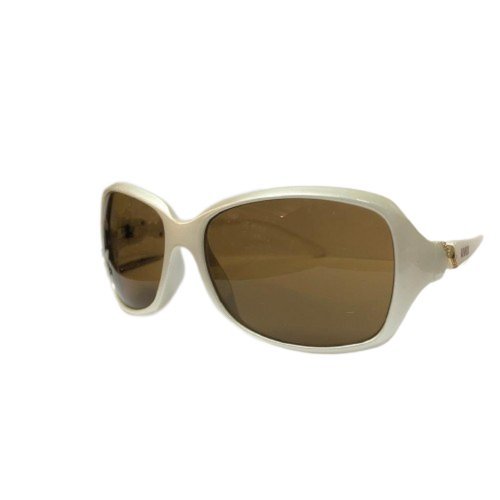 Sportsonnenbrille 13/11 mit 100 % UV-Schutz von Uvex, für jeden Moment die richtige Brille in Weiss perlmuttfarben mit braunem Glas und goldfarbener Applikation am Bügel