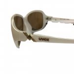 Sportsonnenbrille 13/11 mit 100 % UV-Schutz von Uvex, für jeden Moment die richtige Brille in Weiss perlmuttfarben mit braunem Glas und goldfarbener Applikation am Bügel
