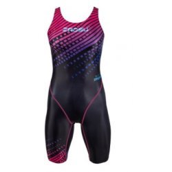 ZAOSU Kinder Schwimmanzug Z-Purple-Rain, knielang, Wettkampf-Triathlon-Anzug, schnelltrocknend, enganliegend, ideal für Training und Wettkampf, schwarz, lila
